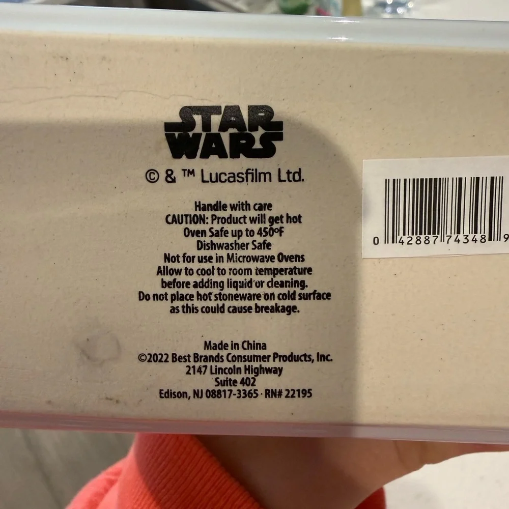 Star Wars Baby Yoda Pumpkin Ceramic Serving Dish - White, Orange, Green - Picture 3 of 3